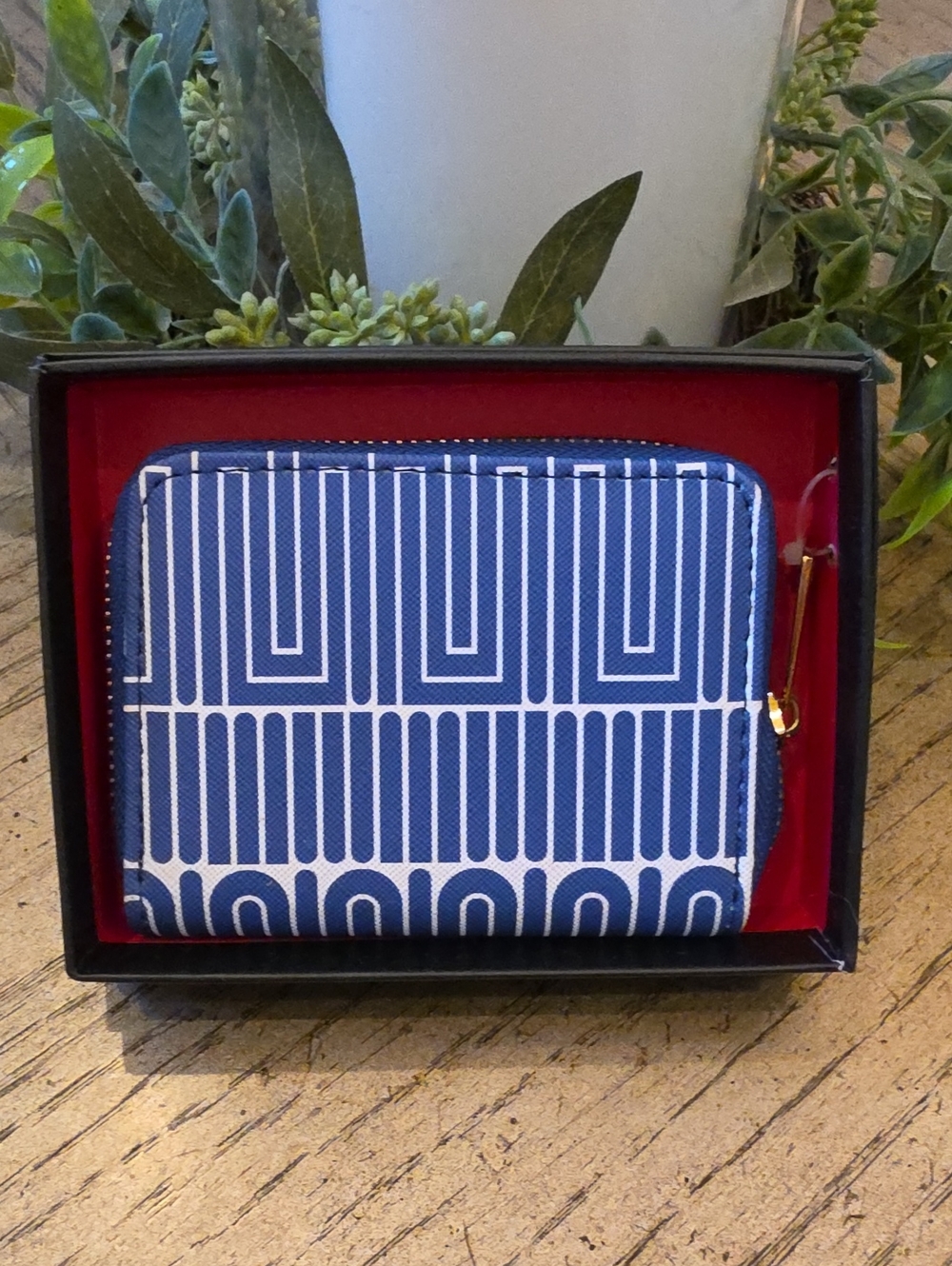 Blue Geometric Zip Wallet NWT Trina Turk